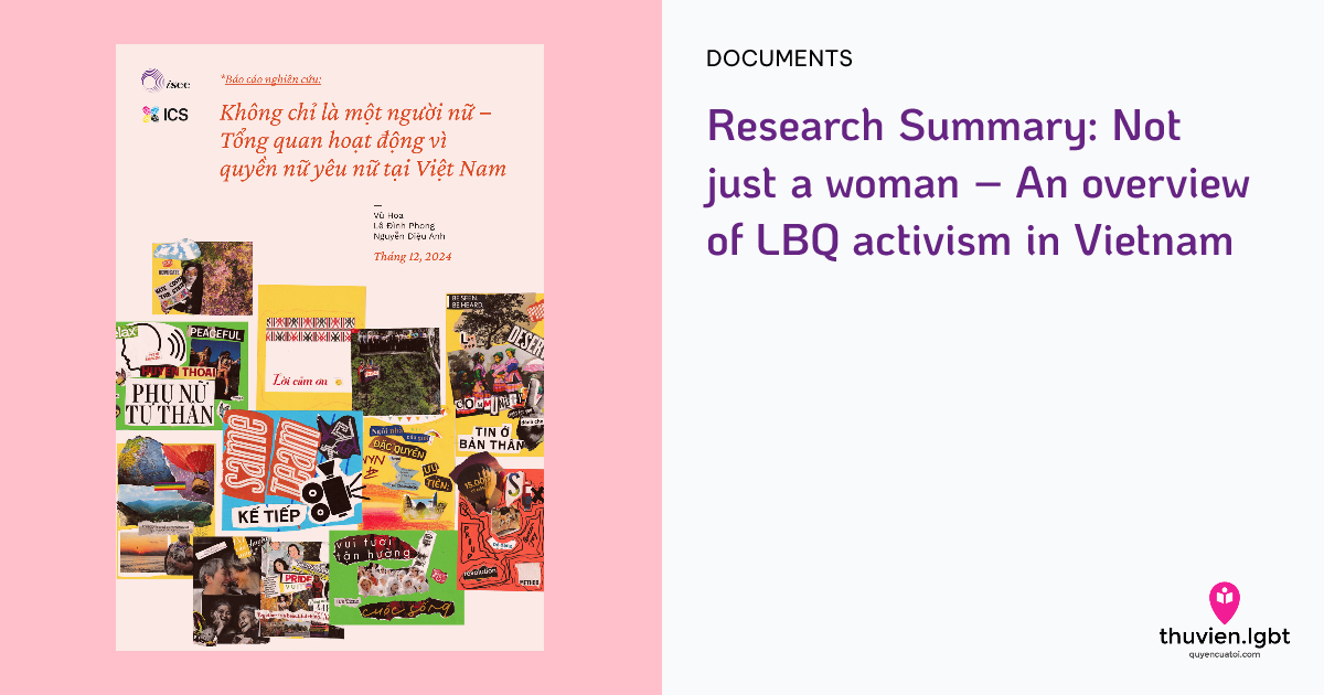 Research Summary: Not just a woman − An overview of LBQ activism in ...